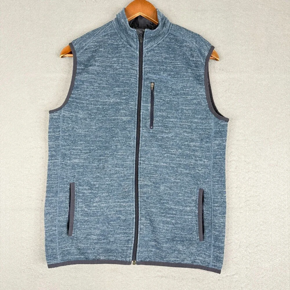 Johnnie O Vest Jacket Womens 14 Blue West Coast Prep Golf Full Zip Pocket Logo
